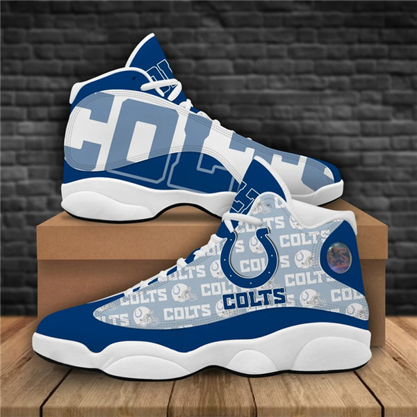 Men's Indianapolis Colts AJ13 Series High Top Leather Sneakers 001 - Click Image to Close